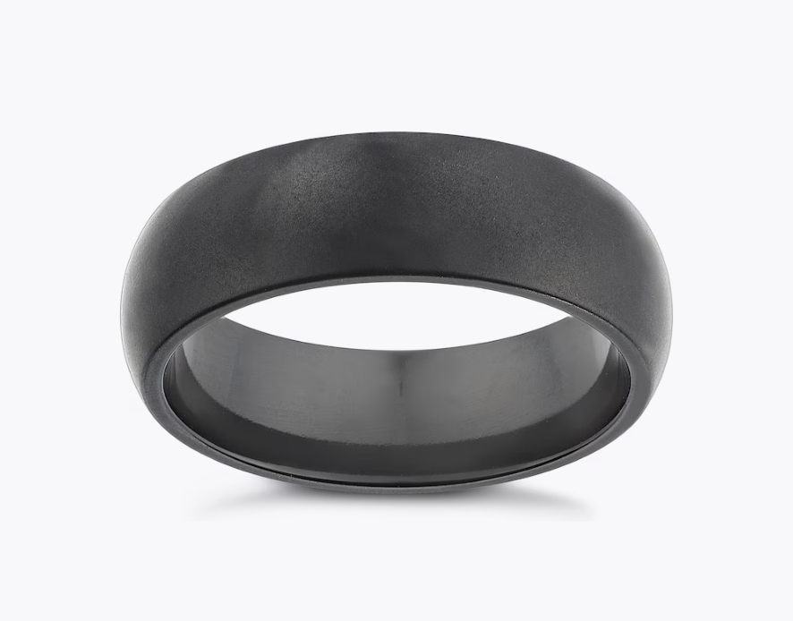 Black titanium engagement ring