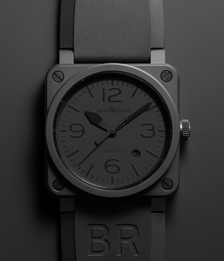 BR 03 Ceramic Phantom Black Strap Watch