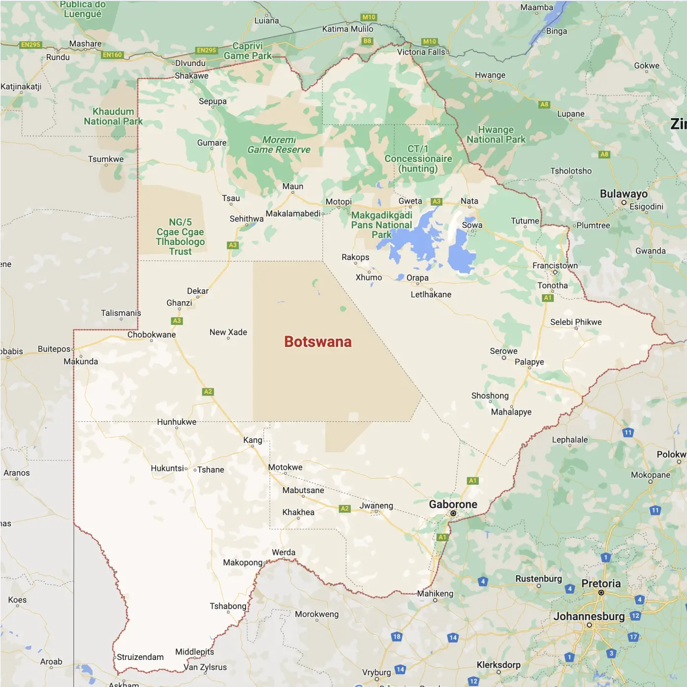 Origin by Ernest Jones Map of Botswana