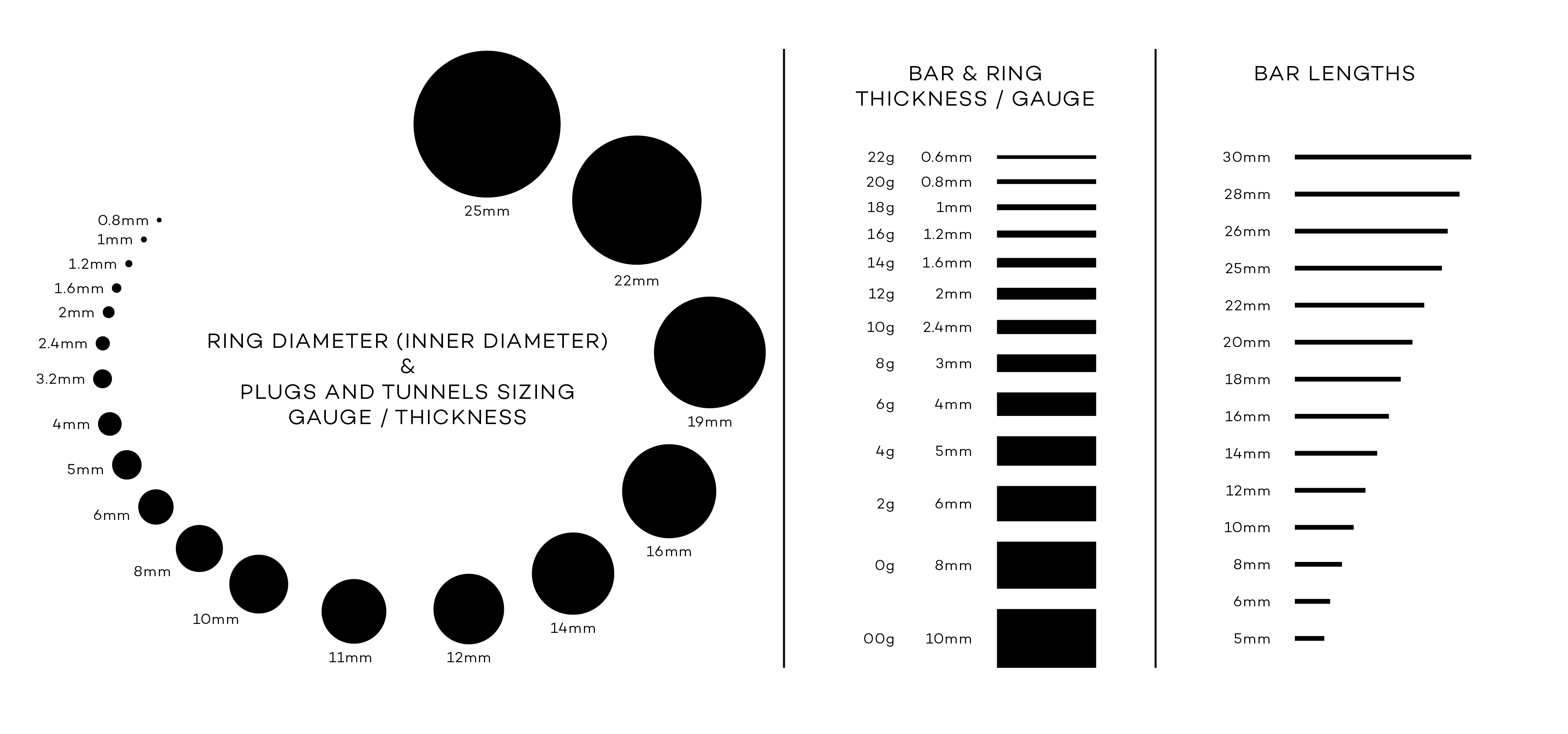 Earring Size Guide Diameter and Gauge
