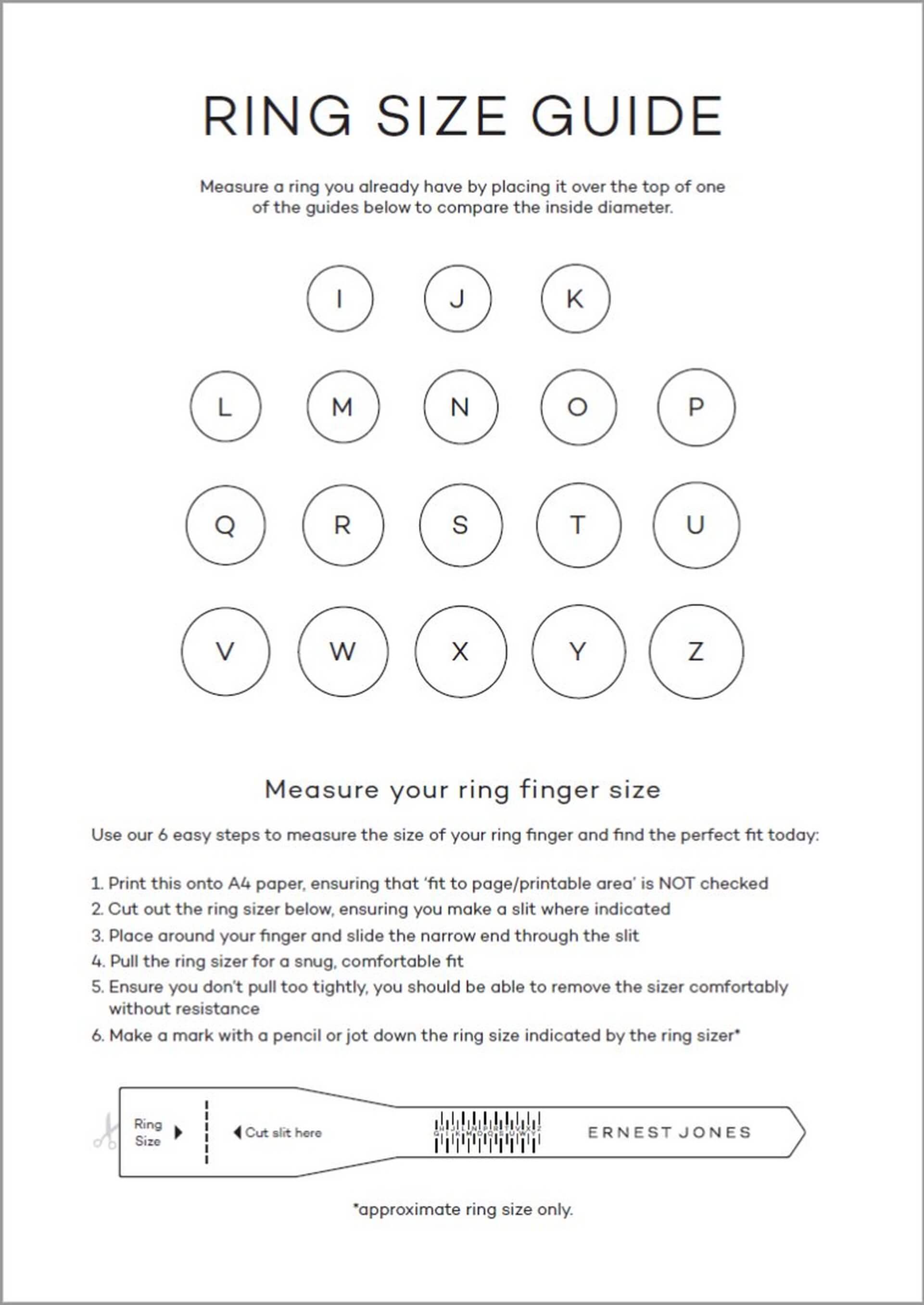 Ring Size Chart, Ring Size Conversion | Goldsmiths